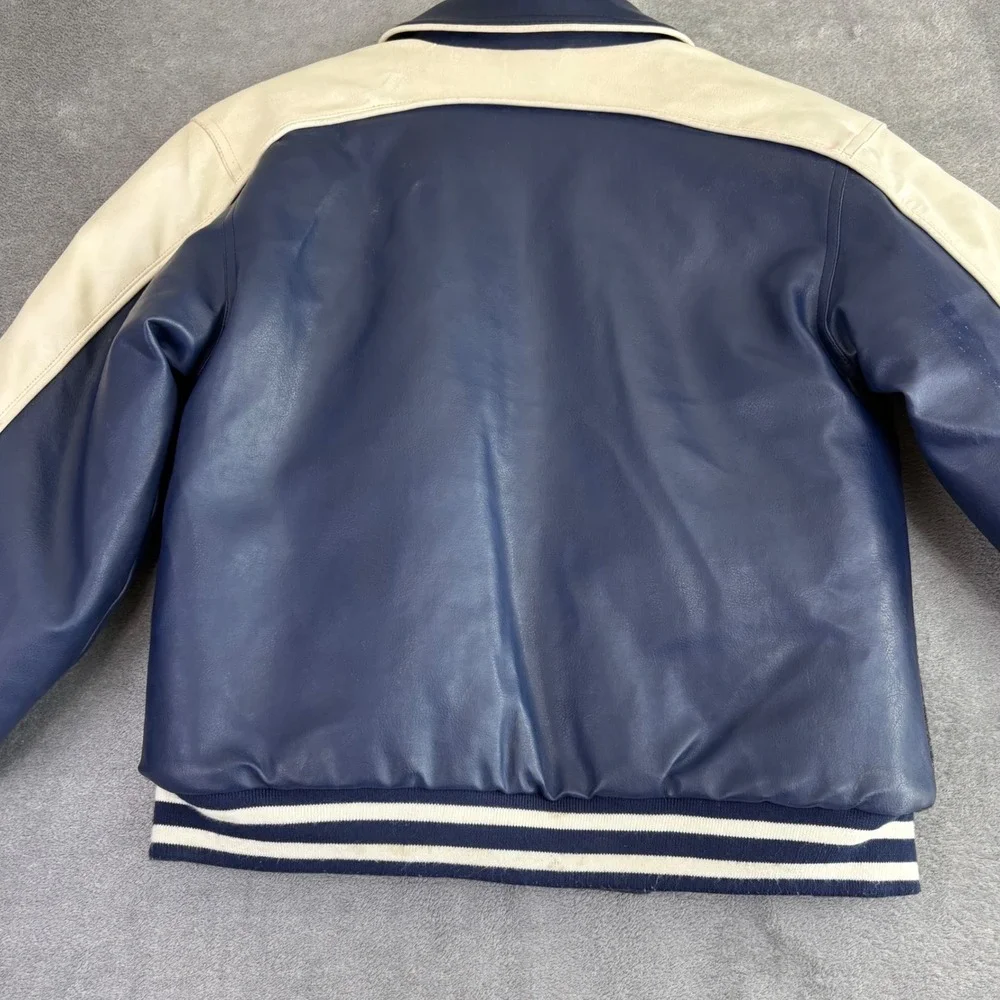 Dallas Mavericks Kids Size 8 10 NBA Varsity Jacket White Leather Sleeves **flaws